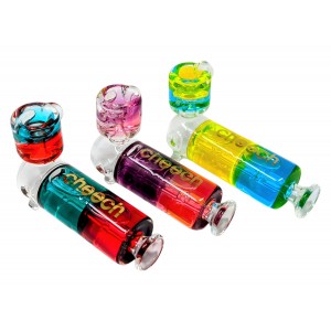Cheech - 4" Double Color Glycerin Filled W/ Matching Bowl Hand Pipe [PIPE-17-4]